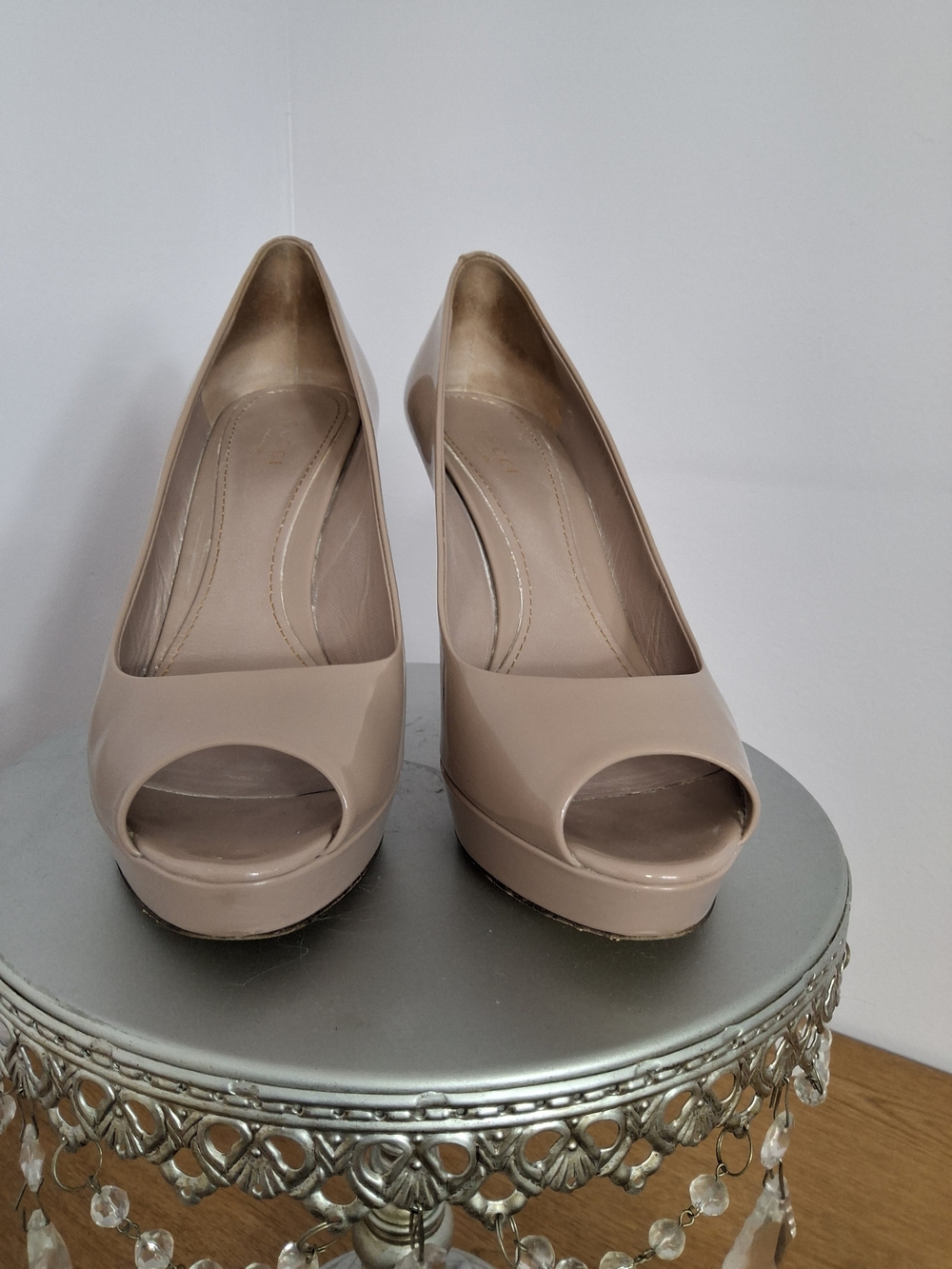 Gucci Blush Patent Leather Peep-Toe Heels - Picture 5 of 10
